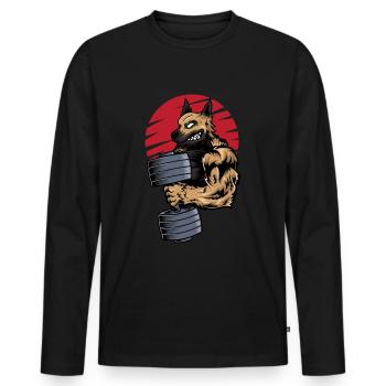 Chien de berger allemand Fitness Gym - T-shirt manches longues Premium bio Homme - noir - Devant - Nico (187cm)
