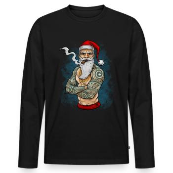 Santa Claus Christmas - Men's Premium Organic Long Sleeve Shirt - black - Front - Nico (187cm)