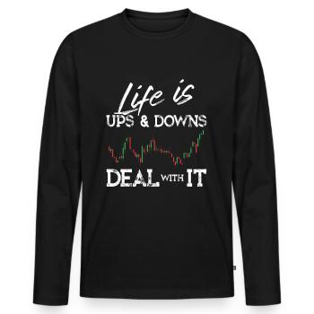 Daytrader Motivation Stock Forex Trading Geschenk - Männer Premium Bio Langarmshirt - Schwarz - Vorne - Nico (187cm)