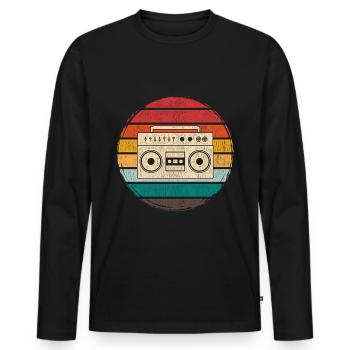 Enregistreurs de cassettes dans les années 80 - T-shirt manches longues Premium bio Homme - noir - Devant - Nico (187cm)