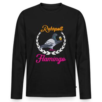 Ruhrpott Flamingo Pigeon - T-shirt manches longues Premium bio Homme - noir - Devant - Nico (187cm)