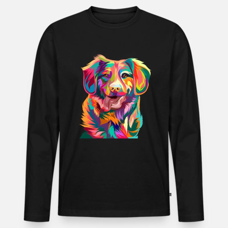 Künstlerischer Hund Hunderasse - Männer Premium Bio Langarmshirt - Schwarz