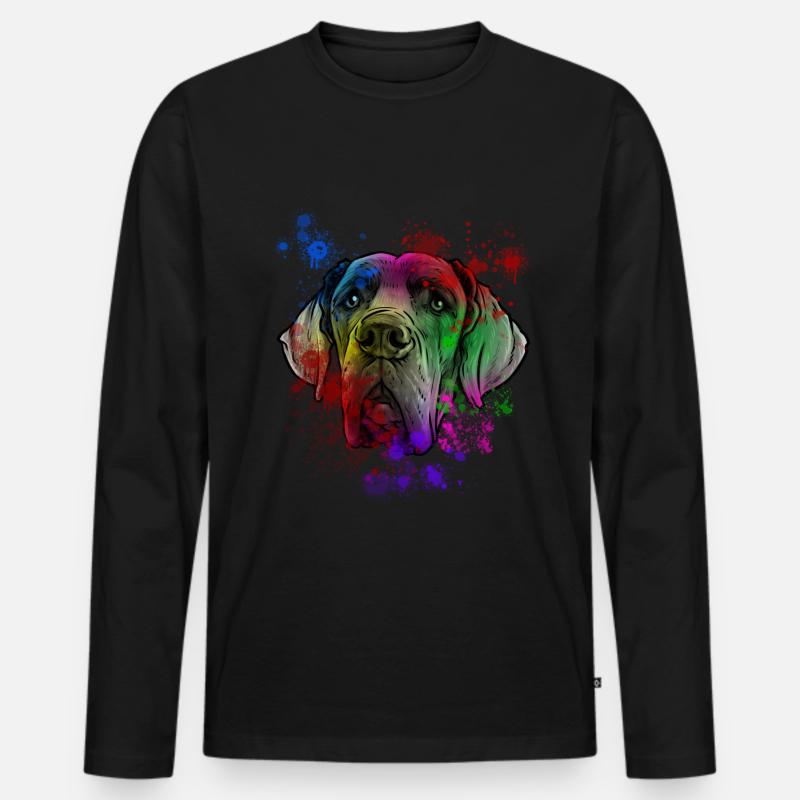 Deutsche Dogge Hund - Männer Premium Bio Langarmshirt - Schwarz