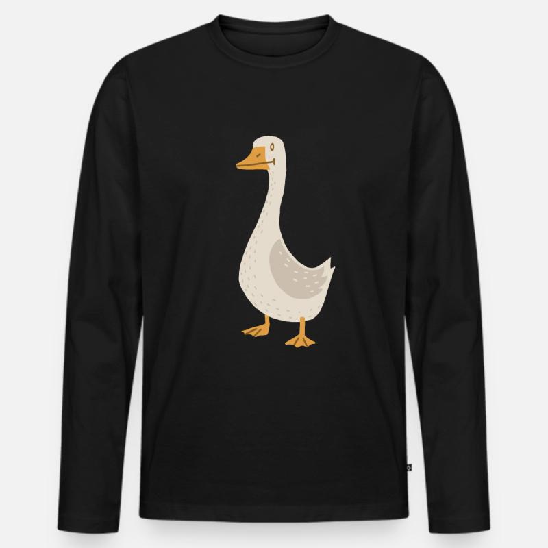Gans (derpy) - Männer Premium Bio Langarmshirt - Schwarz