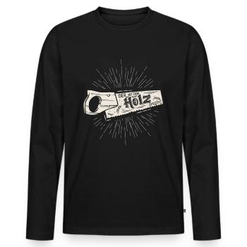 The one with the wood speaks carpenter carpenter wood - Men's Premium Organic Long Sleeve Shirt - black - Front - Nico (187cm)