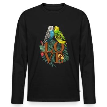 Perruche d'amour perruche - T-shirt manches longues Premium bio Homme - noir - Devant - Nico (187cm)