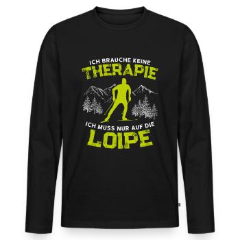 Ich brauche keine Therapie Langläufer Langlauf Ski - Männer Premium Bio Langarmshirt - Schwarz - Vorne - Nico (187cm)