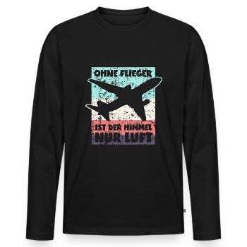 Ohne Flieger ist der Himmel nur Luft - Männer Premium Bio Langarmshirt - Schwarz - Vorne - Nico (187cm)