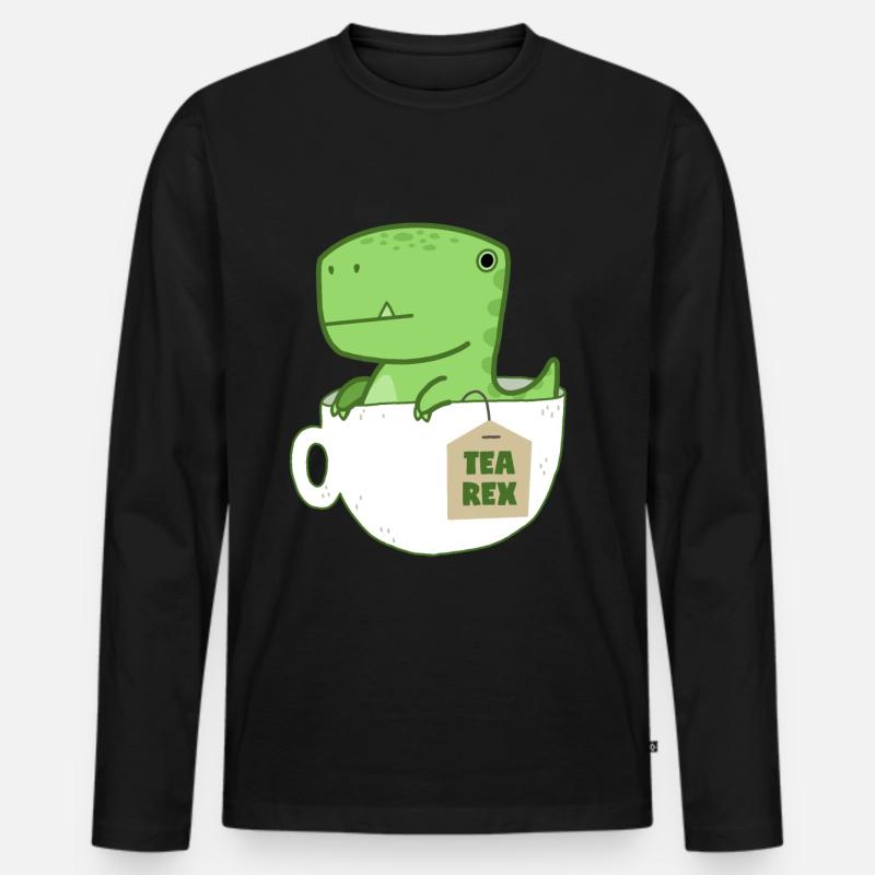 Tea Rex - Männer Premium Bio Langarmshirt - Schwarz