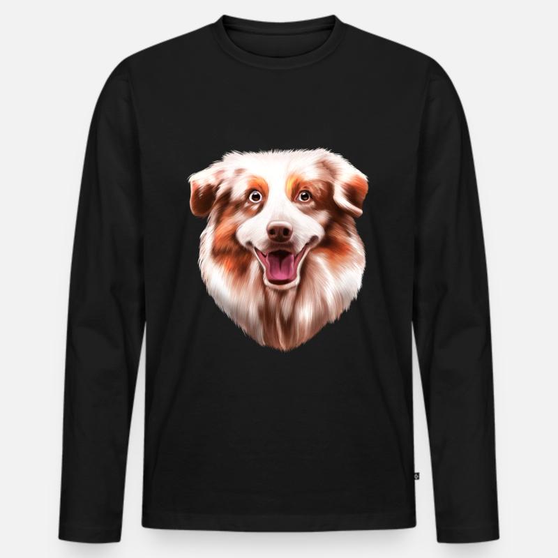 Australian Shepherd Aussie - Maglia a manica lunga ecologica premium da uomo - nero