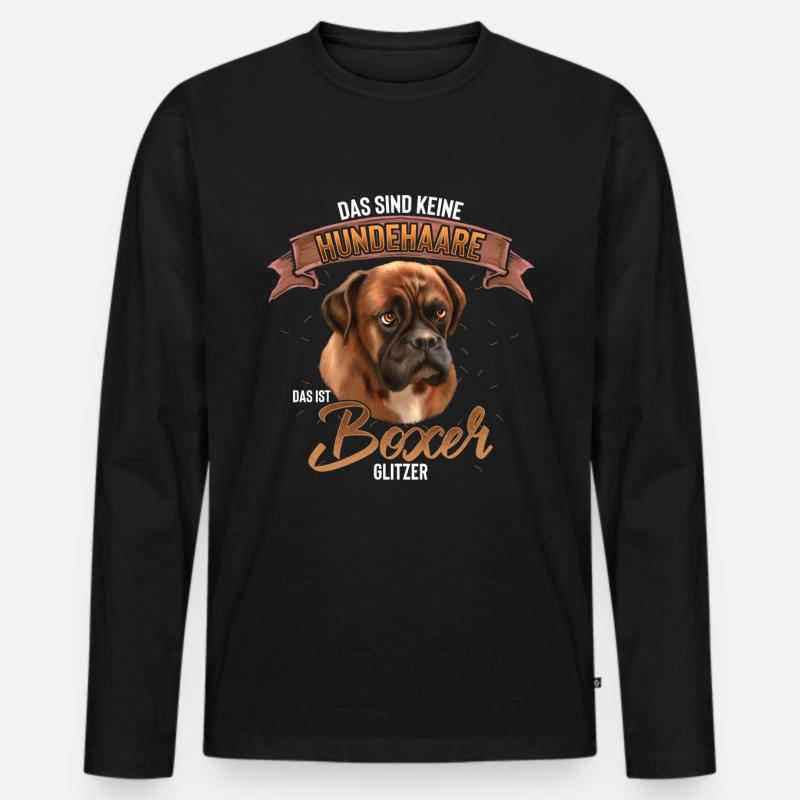 Boxer Hund Hunderasse Geschenk - Männer Premium Bio Langarmshirt - Schwarz