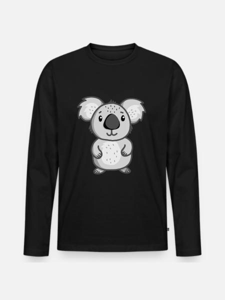 Koala - Männer Premium Bio Langarmshirt - Schwarz