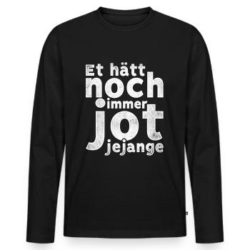 lustiger kölsche Grundgesetz Spruch Outfit - Männer Premium Bio Langarmshirt - Schwarz - Vorne - Nico (187cm)