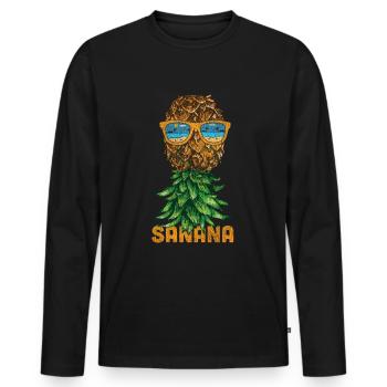 Ananas auf dem Kopf - Männer Premium Bio Langarmshirt - Schwarz - Vorne - Nico (187cm)