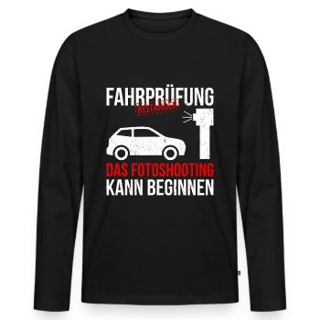 Führerschein bestanden fotoshooting - Männer Premium Bio Langarmshirt - Schwarz - Vorne - Nico (187cm)