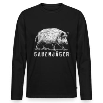 Sauenjäger Jagd Outfit - Männer Premium Bio Langarmshirt - Schwarz - Vorne - Nico (187cm)