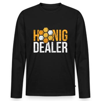 Honig Dealer Bienenwaben Outfit - Männer Premium Bio Langarmshirt - Schwarz - Vorne - Nico (187cm)