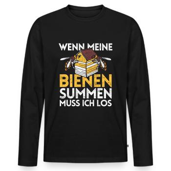 lustiger Imker Bienen Spruch - Männer Premium Bio Langarmshirt - Schwarz - Vorne - Nico (187cm)