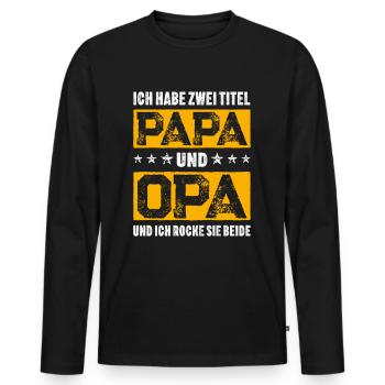 Ich habe zwei Titel Papa und Opa Opaspruch Danke - Männer Premium Bio Langarmshirt - Schwarz - Vorne - Nico (187cm)