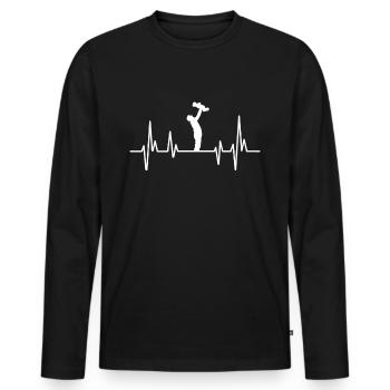 Père fils en mains - T-shirt manches longues Premium bio Homme - noir - Devant - Nico (187cm)