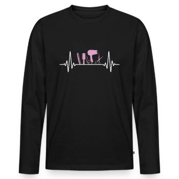 Herzschlag Friseur Bürste Schere - Männer Premium Bio Langarmshirt - Schwarz - Vorne - Nico (187cm)