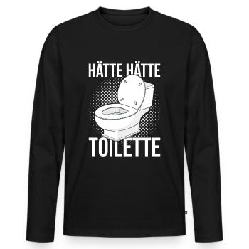 Hätte Hätte Toilette - Männer Premium Bio Langarmshirt - Schwarz - Vorne - Nico (187cm)
