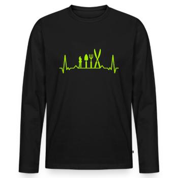 Heckenschere Schaufel Herzschlag - Männer Premium Bio Langarmshirt - Schwarz - Vorne - Nico (187cm)