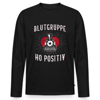 Blood group H0 positive model railway model building - Men's Premium Organic Long Sleeve Shirt - black - Front - Nico (187cm)