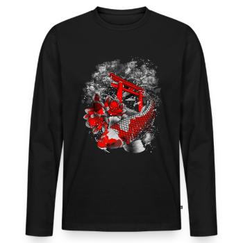 Asiatique Koi Geisha Japon - T-shirt manches longues Premium bio Homme - noir - Devant - Nico (187cm)