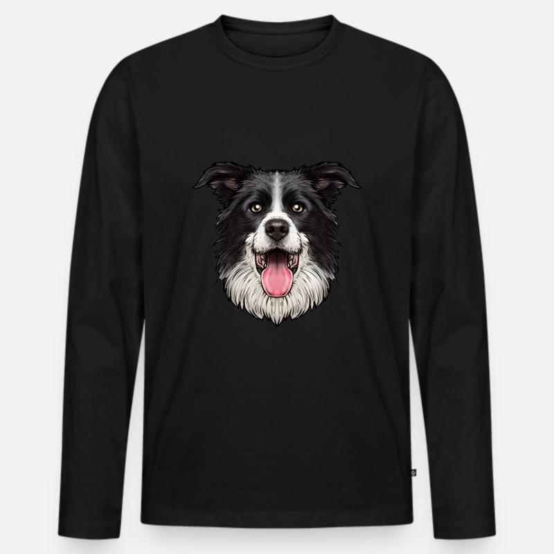Border Collie Hund - Männer Premium Bio Langarmshirt - Schwarz