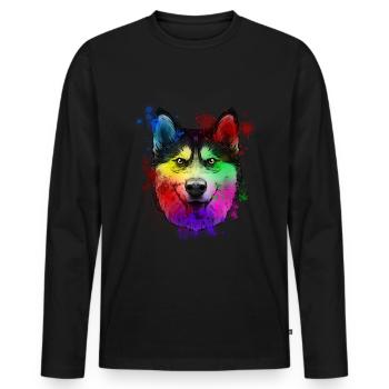 Siberian husky dog - Men's Premium Organic Long Sleeve Shirt - black - Front - Nico (187cm)