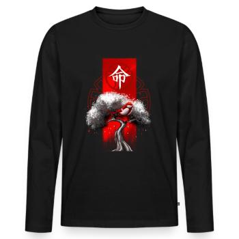 Asian Koi Geisha Japan - Men's Premium Organic Long Sleeve Shirt - black - Front - Nico (187cm)