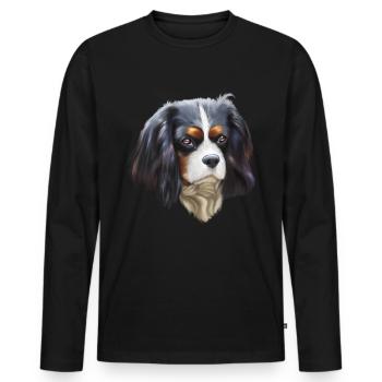 King Cavalier dog - Men's Premium Organic Long Sleeve Shirt - black - Front - Nico (187cm)