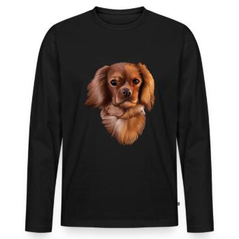 King Cavalier dog - Men's Premium Organic Long Sleeve Shirt - black - Front - Nico (187cm)