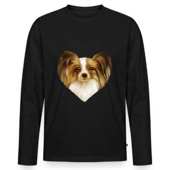 Papillon dog portrait - Men's Premium Organic Long Sleeve Shirt - black - Front - Nico (187cm)