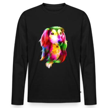 Portrait de lévrier - T-shirt manches longues Premium bio Homme - noir - Devant - Nico (187cm)