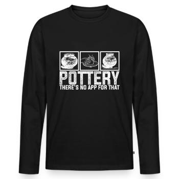 Poterie poterie disant - T-shirt manches longues Premium bio Homme - noir - Devant - Nico (187cm)