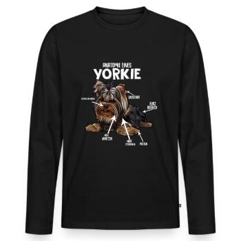 Yorkshire Terrier - T-shirt manches longues Premium bio Homme - noir - Devant - Nico (187cm)