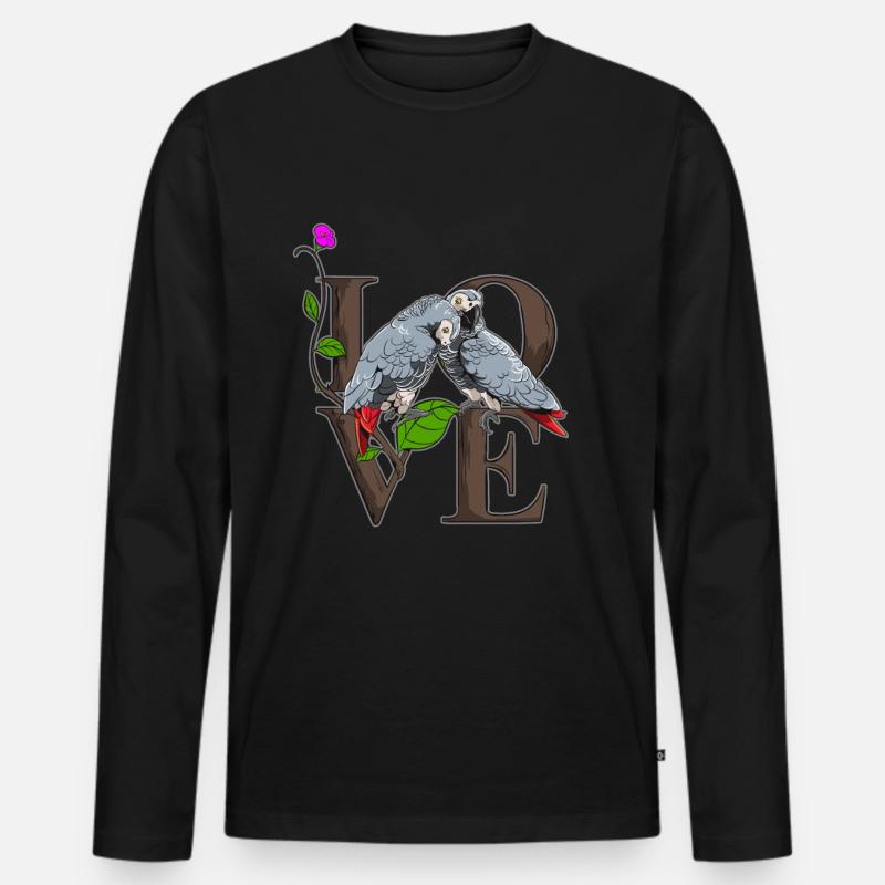 Graupapagei Sittich - Männer Premium Bio Langarmshirt - Schwarz