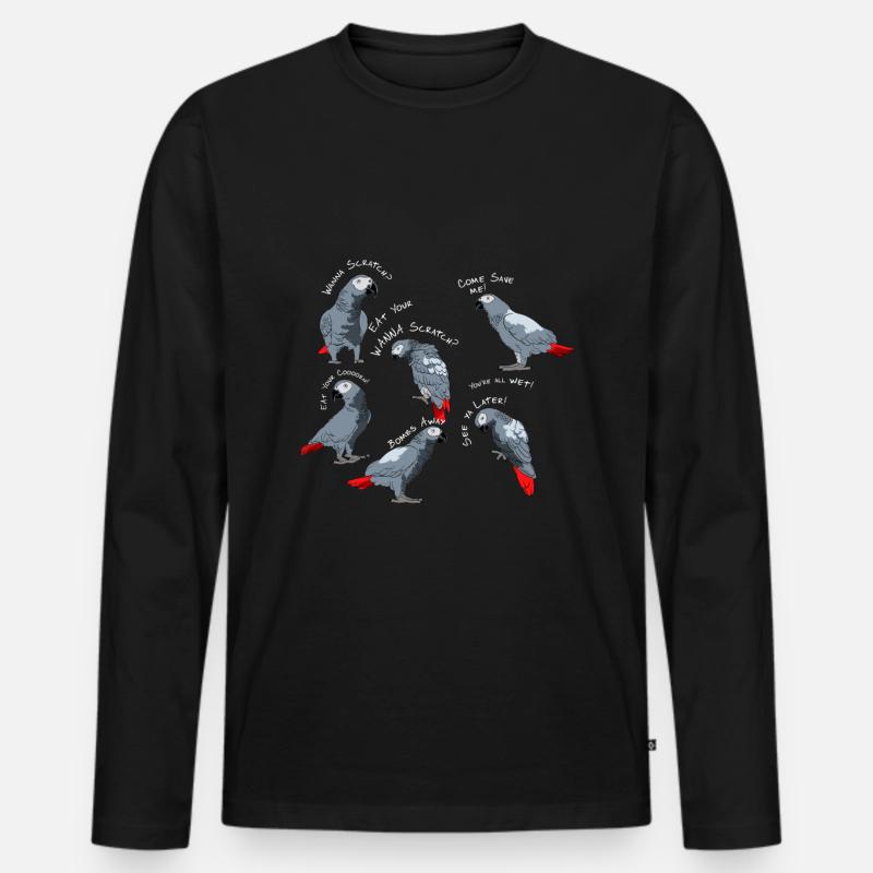 Graupapagei Sprüche - Männer Premium Bio Langarmshirt - Schwarz