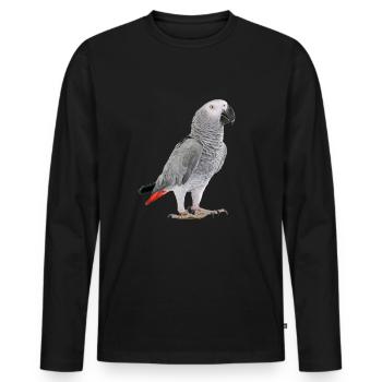 Graupapagei - Männer Premium Bio Langarmshirt - Schwarz - Vorne - Nico (187cm)