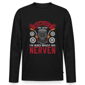 Schweißer und Vater Nerven Stärke - Männer Premium Bio Langarmshirt - Schwarz - Vorne - Nico (187cm)