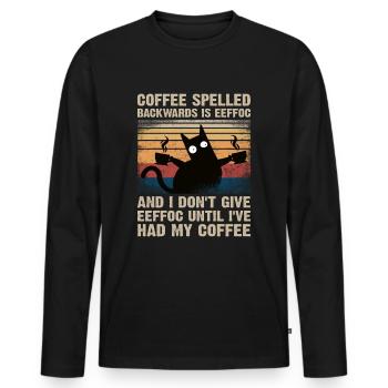 Café épelé à l'envers est caféine eeffoc café - T-shirt manches longues Premium bio Homme - noir - Devant - Nico (187cm)