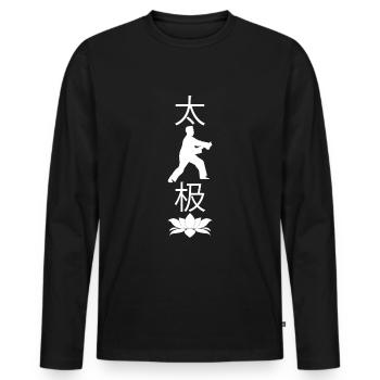 Art martial taijiquan tai chi fleur de lotus - T-shirt manches longues Premium bio Homme - noir - Devant - Nico (187cm)