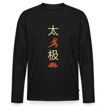 Art martial taijiquan tai chi fleur de lotus - T-shirt manches longues Premium bio Homme - noir - Devant - Nico (187cm)