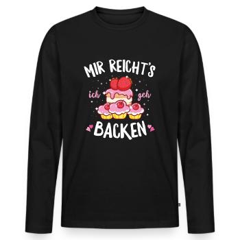 Mir reichts ich geh backen Hobbybäcker Naschkatze - Männer Premium Bio Langarmshirt - Schwarz - Vorne - Nico (187cm)