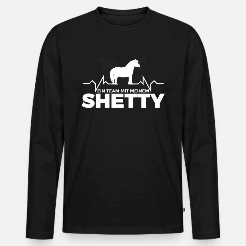 Shetty Pferd Spruch EKG - Männer Premium Bio Langarmshirt - Schwarz