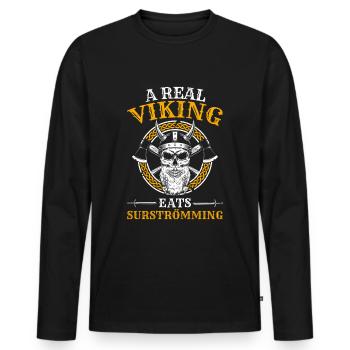 Surstromming fish Viking disant - T-shirt manches longues Premium bio Homme - noir - Devant - Nico (187cm)
