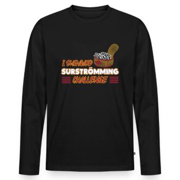 Défi drôle de poisson surstromming - T-shirt manches longues Premium bio Homme - noir - Devant - Nico (187cm)