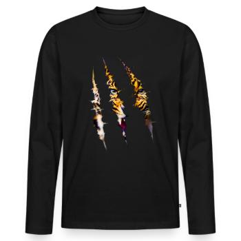 leopard - Men's Premium Organic Long Sleeve Shirt - black - Front - Nico (187cm)